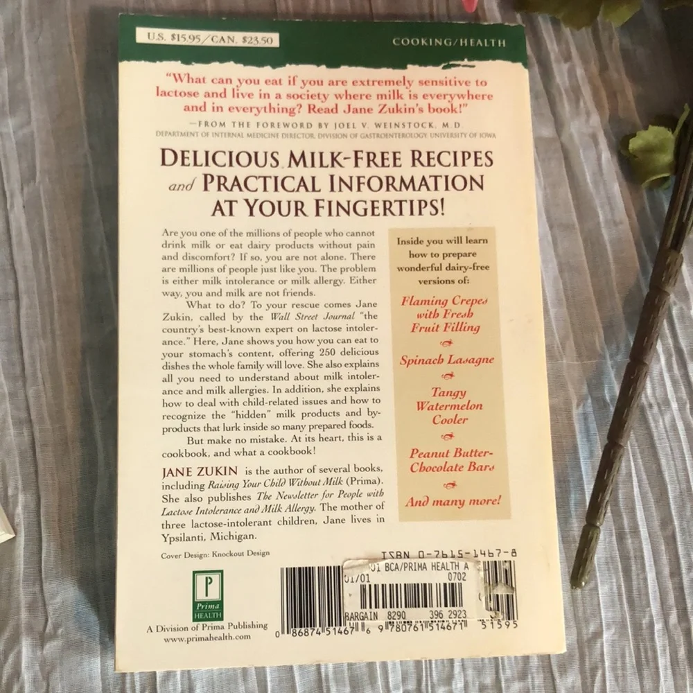 COMPLETE IDIOTS GUIDE TO DAIRY FREE EATING & Dairy Free Cookbook lot of 2 books